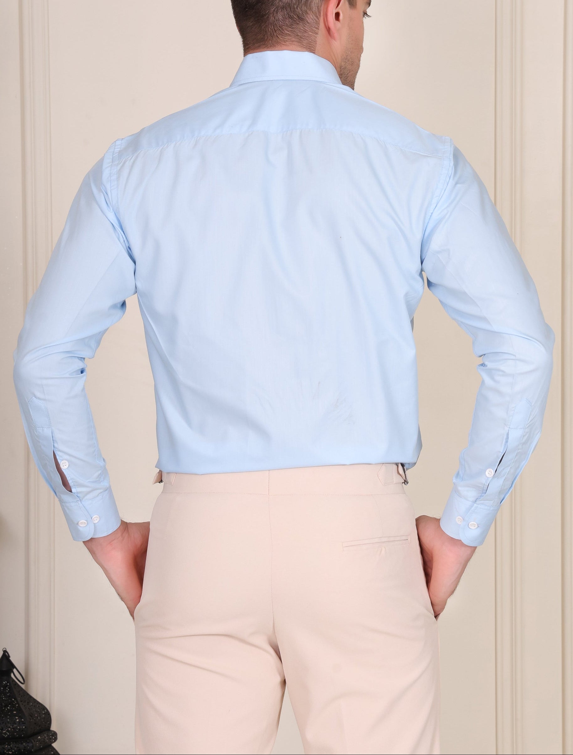 Old Money Powder Blue One Piece Collar Shirt by THE ROYAL COLLAR™